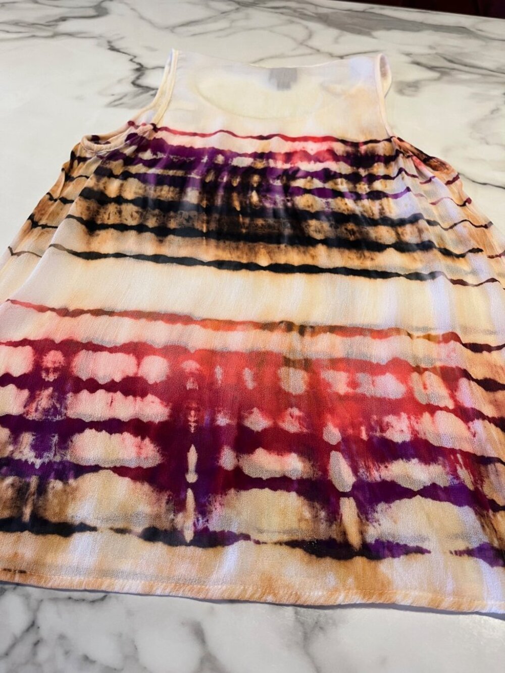 Bobeau Scoop Neck Tank Top Blouse Shibori Tie Dye Medium - Picture 7 of 12